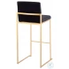 Fuji Black Velvet And Gold Steel High Back Bar Stool Set of 2