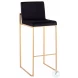 Fuji Black Velvet And Gold Steel High Back Bar Stool Set of 2