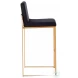 Fuji Black Velvet And Gold Steel High Back Bar Stool Set of 2