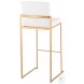 Fuji White Velvet And Gold Steel High Back Bar Stool Set of 2