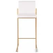 Fuji White Velvet And Gold Steel High Back Bar Stool Set of 2