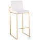 Fuji White Velvet And Gold Steel High Back Bar Stool Set of 2