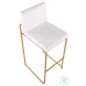 Fuji White Velvet And Gold Steel High Back Bar Stool Set of 2