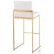 Fuji White PU And Gold Steel High Back Bar Stool Set of 2