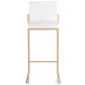 Fuji White PU And Gold Steel High Back Bar Stool Set of 2