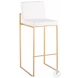 Fuji White PU And Gold Steel High Back Bar Stool Set of 2