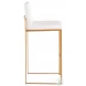 Fuji White PU And Gold Steel High Back Bar Stool Set of 2