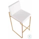 Fuji White PU And Gold Steel High Back Bar Stool Set of 2