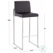 Fuji Black PU And Stainless Steel High Back Bar Stool Set of 2