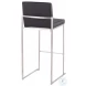 Fuji Black PU And Stainless Steel High Back Bar Stool Set of 2