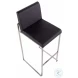 Fuji Black PU And Stainless Steel High Back Bar Stool Set of 2