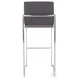 Fuji Grey PU And Stainless Steel High Back Bar Stool Set of 2