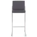 Fuji Grey PU And Stainless Steel High Back Bar Stool Set of 2