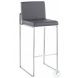 Fuji Grey PU And Stainless Steel High Back Bar Stool Set of 2