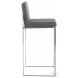 Fuji Grey PU And Stainless Steel High Back Bar Stool Set of 2