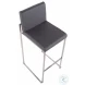 Fuji Grey PU And Stainless Steel High Back Bar Stool Set of 2