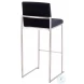 Fuji Black Velvet And Stainless Steel High Back Bar Stool Set of 2