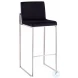 Fuji Black Velvet And Stainless Steel High Back Bar Stool Set of 2