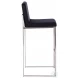 Fuji Black Velvet And Stainless Steel High Back Bar Stool Set of 2