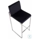 Fuji Black Velvet And Stainless Steel High Back Bar Stool Set of 2