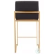 Fuji Black PU And Gold Steel High Back Counter Height Stool Set of 2