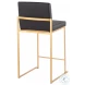 Fuji Black PU And Gold Steel High Back Counter Height Stool Set of 2