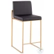 Fuji Black PU And Gold Steel High Back Counter Height Stool Set of 2