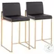 Fuji Black PU And Gold Steel High Back Counter Height Stool Set of 2