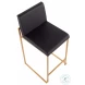Fuji Black PU And Gold Steel High Back Counter Height Stool Set of 2