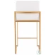 Fuji White PU And Gold Steel High Back Counter Height Stool Set of 2