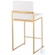 Fuji White PU And Gold Steel High Back Counter Height Stool Set of 2