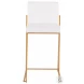 Fuji White PU And Gold Steel High Back Counter Height Stool Set of 2