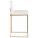 Fuji White PU And Gold Steel High Back Counter Height Stool Set of 2