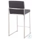 Fuji Black PU And Stainless Steel High Back Counter Height Stool Set of 2