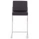 Fuji Black PU And Stainless Steel High Back Counter Height Stool Set of 2