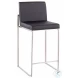 Fuji Black PU And Stainless Steel High Back Counter Height Stool Set of 2