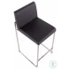 Fuji Black PU And Stainless Steel High Back Counter Height Stool Set of 2