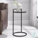 W-23001 Matte Black Mirrored Top Accent Table