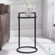 W-23001 Matte Black Mirrored Top Accent Table