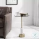 Harriston Brushed Brass and White Marble Accent Table