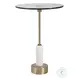 Harriston Brushed Brass and White Marble Accent Table