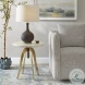 Yamura White Wash And Brass Plated Adjustable Accent Table