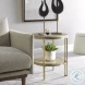 Thalyn Light Oak And Plated Brushed Brass Round Side Table