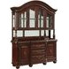 Antoinette Brown 3 Drawers 4 Glass Door Buffet and Hutch with LED lighting