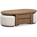 Silveroak Golden Oat and Beige Oval Lift Top Cocktail Table with 2 Upholstered Stools