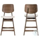 Oscar Walnut And Beige Upholstered Counter Height Stool Set Of 2
