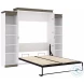 Orion White And Walnut Grey 104" Queen Murphy Bed With 2 Narrow Shelving Units