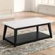 Vida White and Black Rectangular Marble Top Cocktail Table with Casters