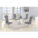 Gloria Clear Glass And Polished Stainless Steel Extendable Dining Room Set  with Joy Polish Stainless steel Tall Back Side Chair Set of 2