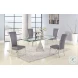 Gloria Clear Glass And Polished Stainless Steel Extendable Dining Room Set  with Joy Polish Stainless steel Tall Back Side Chair Set of 2
